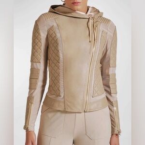 BLANC NOIR VOYAGE HOODED MOTO WITH GOLD TRIMS NWOT LARGE